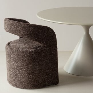 Woood Lanor Eetkamerstoel Grove Boucle Donkerbruin [FSC]