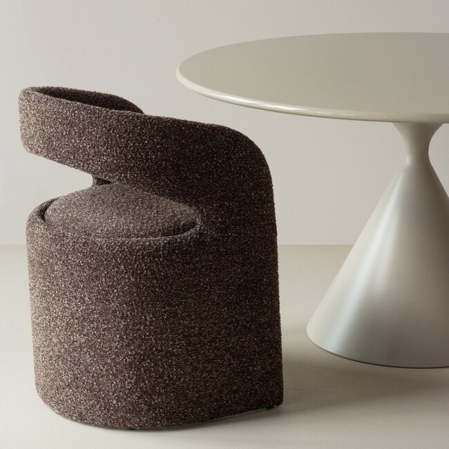 Woood Lanor Eetkamerstoel Grove Boucle Donkerbruin [FSC]
