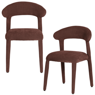 Woood Sile Eetkamerstoel Linnenlook Bordeauxrood - Set Van 2 [FSC]