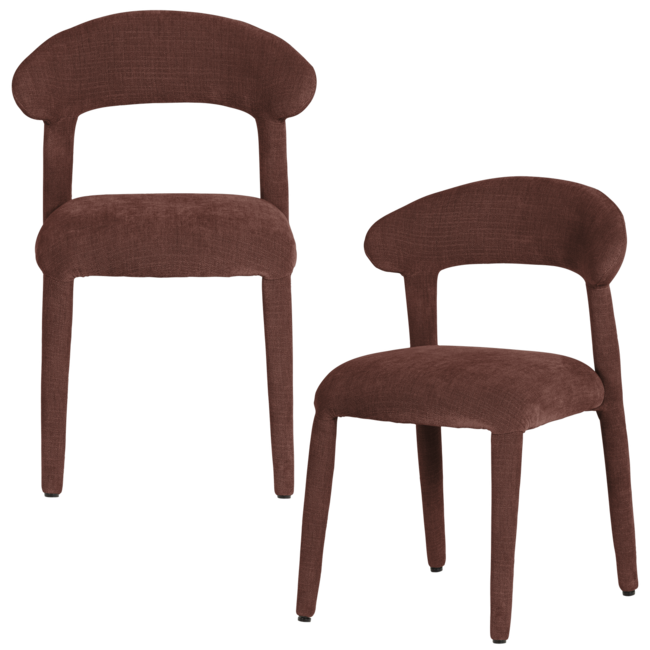 Woood Sile Eetkamerstoel Linnenlook Bordeauxrood - Set Van 2 [FSC]