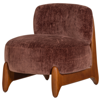 Woood Runi Fauteuil Hout/Velvet Paars/Bruin [FSC]