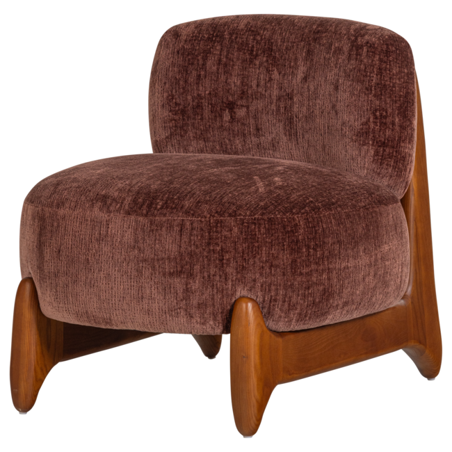 Woood Runi Fauteuil Hout/Velvet Paars/Bruin [FSC]