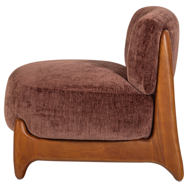 Woood Runi Fauteuil Hout/Velvet Paars/Bruin [FSC]
