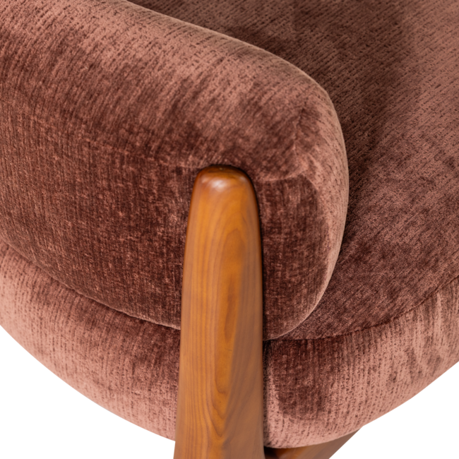 Woood Runi Fauteuil Hout/Velvet Paars/Bruin [FSC]