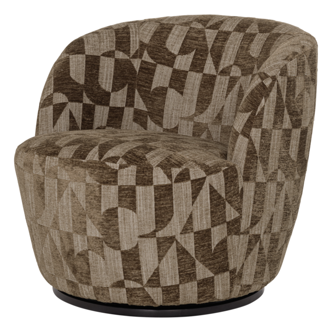 Woood Serra Draaifauteuil Grafisch Patroon Olijfgroen [FSC]