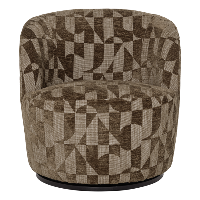 Woood Serra Draaifauteuil Grafisch Patroon Olijfgroen [FSC]
