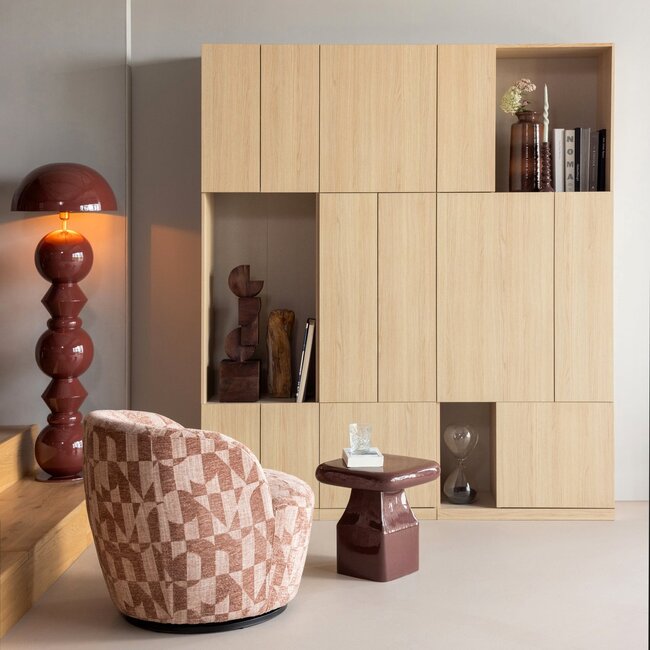 Woood Serra Draaifauteuil Grafisch Patroon Oudroze [FSC]