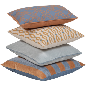Woood Lira Kussens Blauw/Oranje - Set Van 4