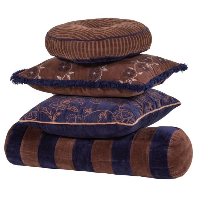 Woood Niva Kussens Bruin/Blauw - Set Van 4
