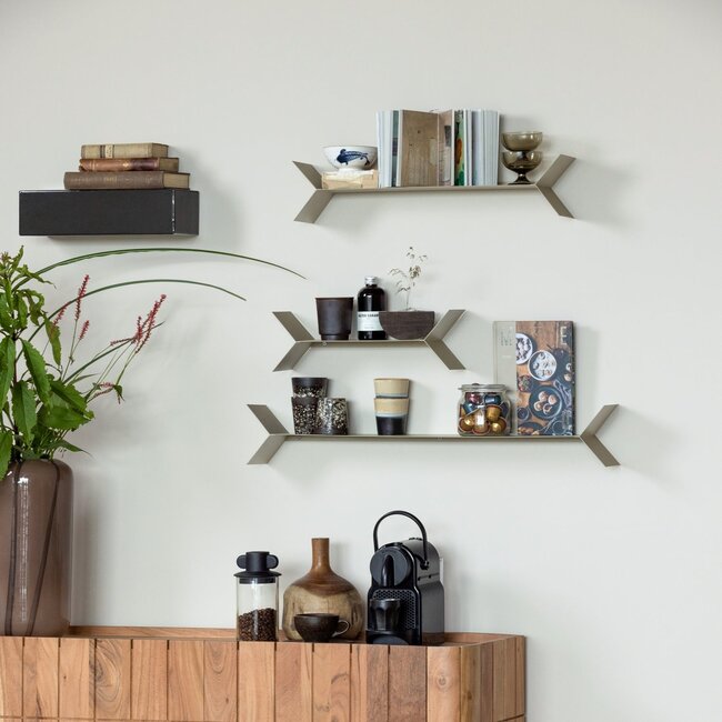 Woood Lorin Wandplanken Metaal Zand - Set Van 3
