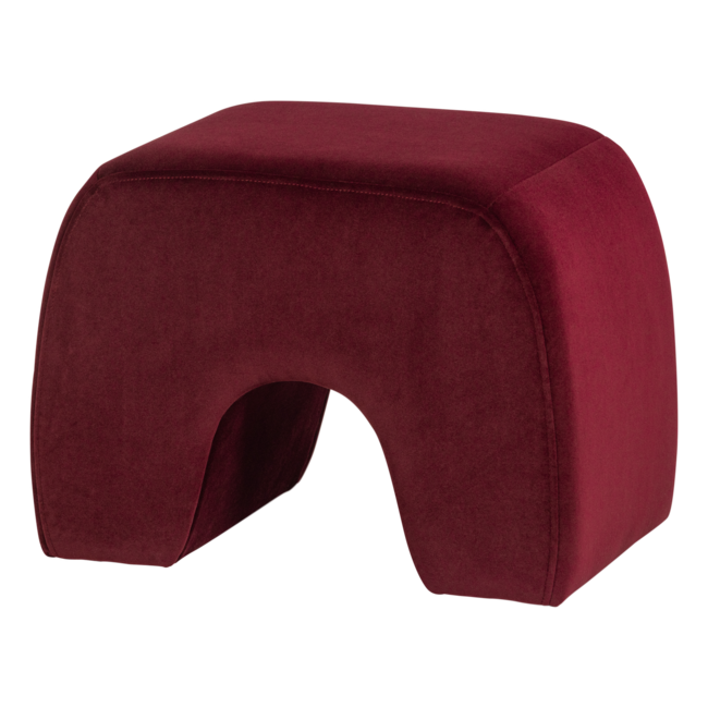Woood Lucen Poef Velvet Bordeauxrood [FSC]