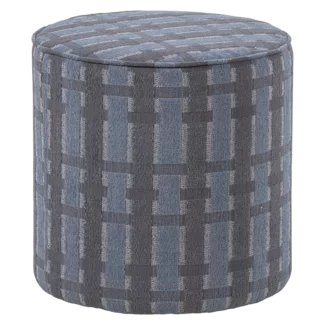 Woood Sarli Poef Hoog Ruit Dessin Chenille Grijs/Blauw [FSC]