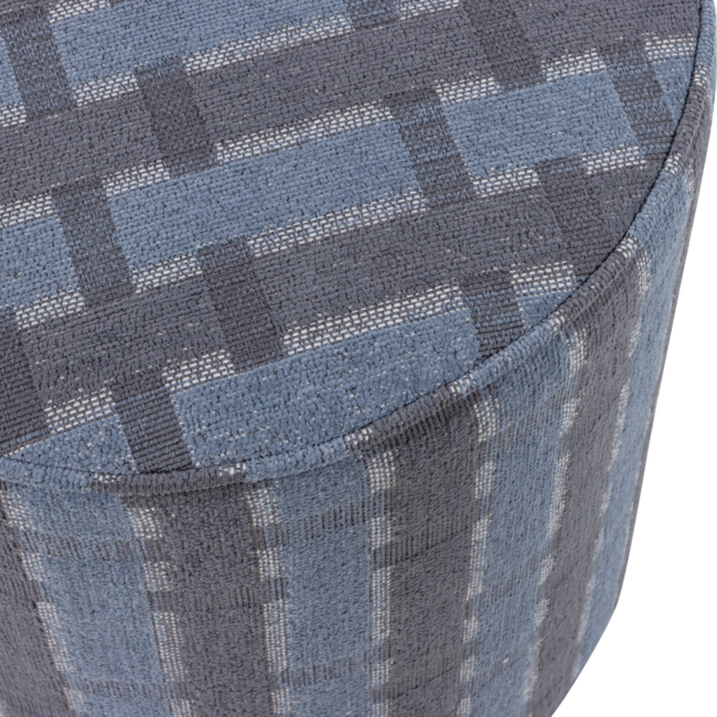 Woood Sarli Poef Hoog Ruit Dessin Chenille Grijs/Blauw [FSC]