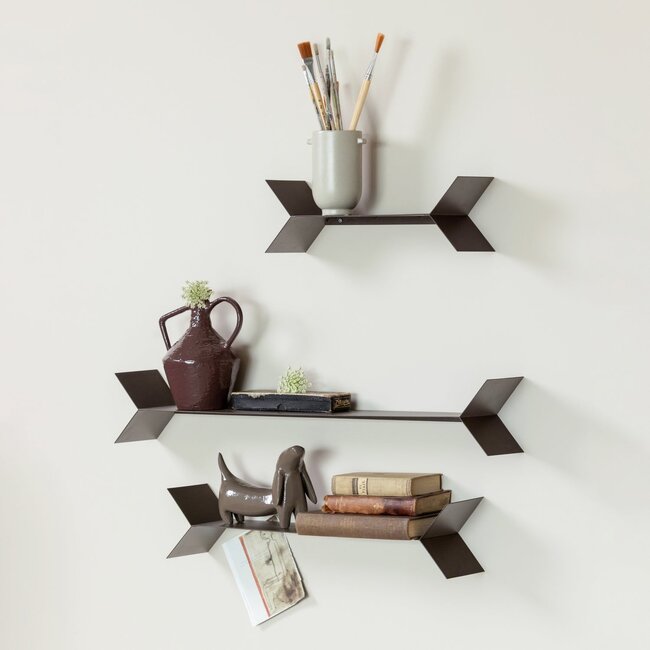 Woood Lorin Wandplanken Metaal Mokkabruin - Set Van 3