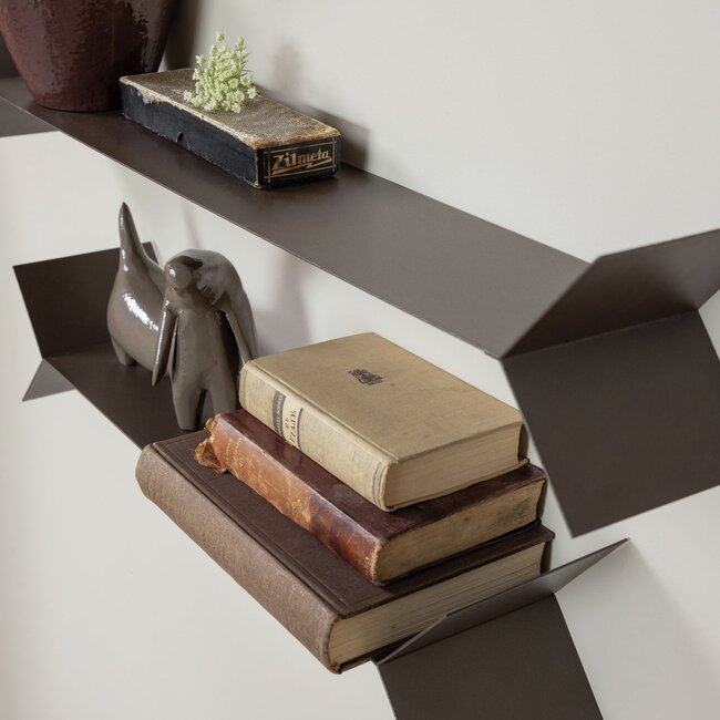 Woood Lorin Wandplanken Metaal Mokkabruin - Set Van 3