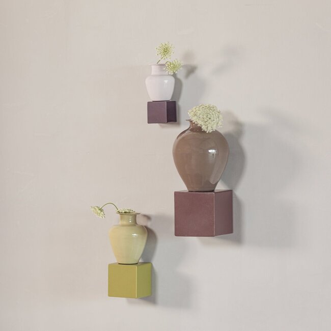 Woood Numo Wanddeco Set Vaas/Kubus 29x13 Cm Metaal Groen