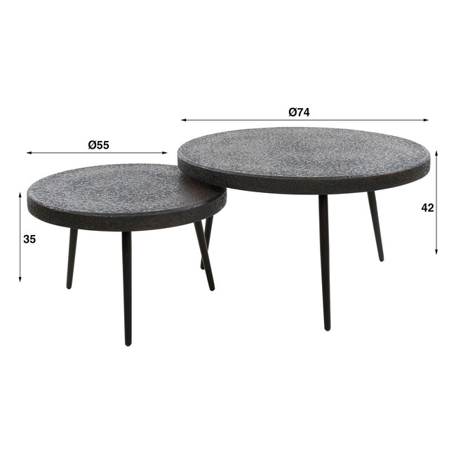 WoonStijl Salontafel set/2 bulky ferro