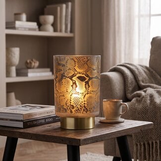 Light en Living Tafellamp LEOPARD Glas Lichtgrijs klein