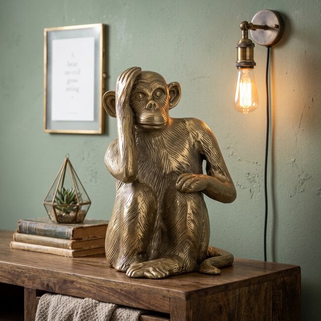 Light en Living Ornament Aap in antique brons finish