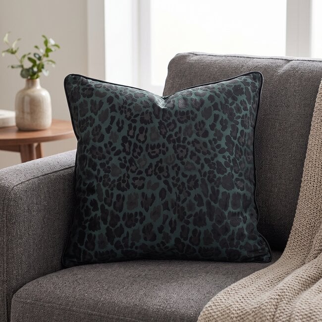 Light en Living Kussen LEOPARD Groen - Luxe Sierkussen 45x45 cm