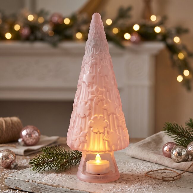 Light en Living Light & Living Ornament Kerstboom Mat Roze Glas Ø13x34 cm