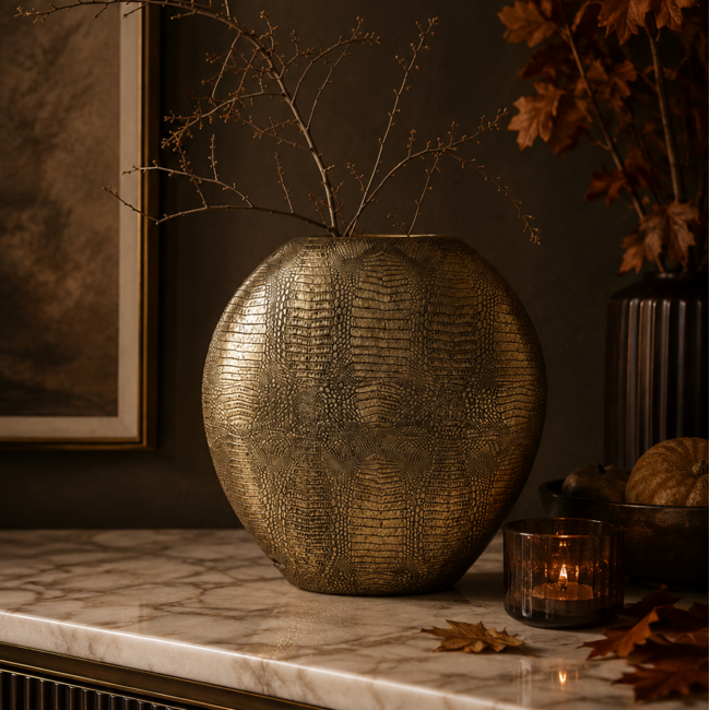Light en Living Vaas deco 50x15x50 cm SKELD antiek brons