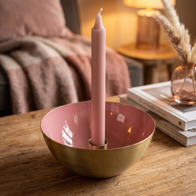 Countryfield Kandelaar schaal Madras oud roze - Beschikbaar in maat S en L