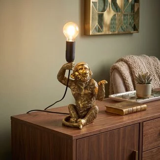 Countryfield Tafellamp E14 Cheeta zittend goud