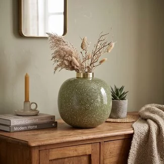 Light en Living Vaas deco Ø26x26 cm CHOW groen/wit-goud