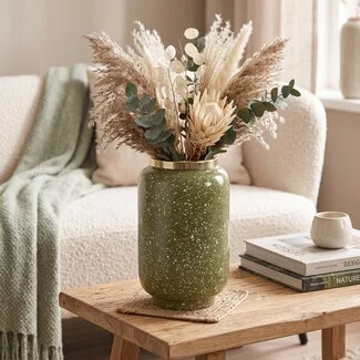 Light en Living Vaas deco Ø18x30 cm CHOW groen/wit-goud