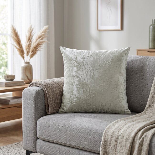 Light en Living Sierkussen BOCANDA 45x45 cm - Zilver of Taupe met Croco-look