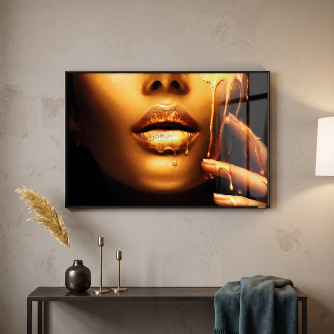 PTMD Melani Glass Schilderij Vrouw met Gouden Gezicht - 120x80 cm