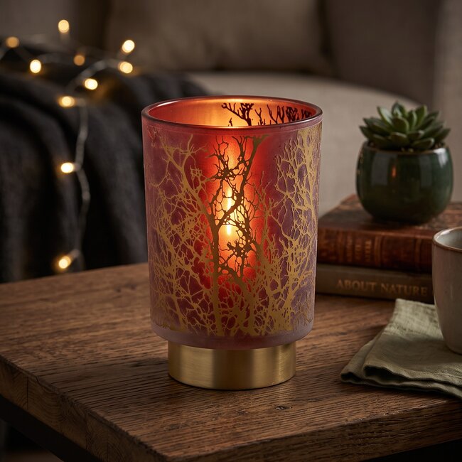 Light en Living Tafellamp LED Ø10x12,5 cm BRANCH glas  steenrood-goud