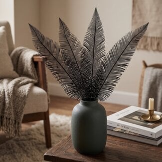 Light en Living Ornament 3 bladeren FERN zwart 89 cm