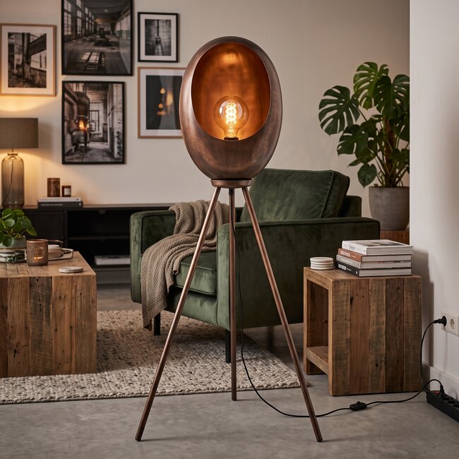 Countryfield Industriële Vloerlamp E27 Eggy in Antiek Koper
