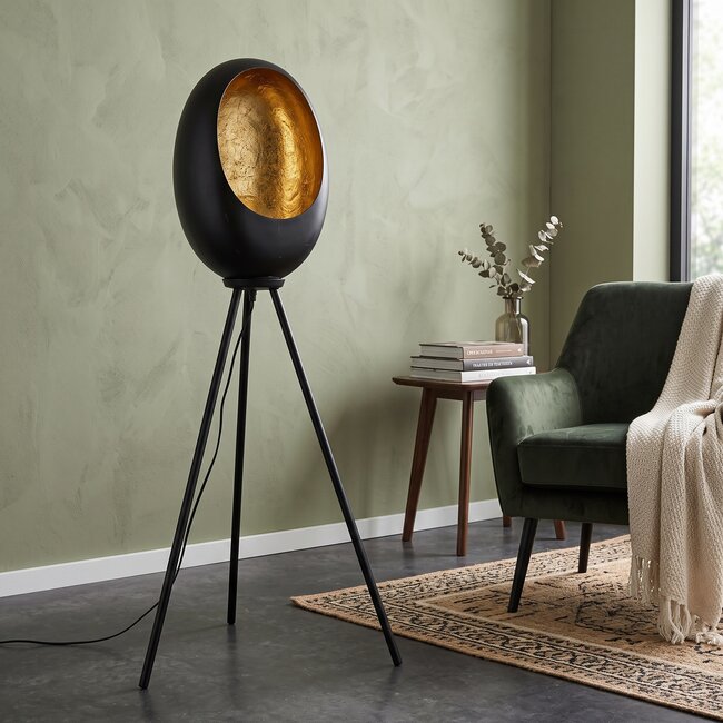 Countryfield Staande lamp E27 Eggy zwart goud van Countryfield