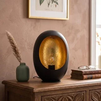 Countryfield Tafellamp E27 Eggy Zwart/Goud Groot