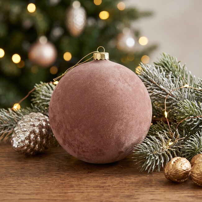 Countryfield Kerstbal Yana L roze - Ø12CM van Countryfield