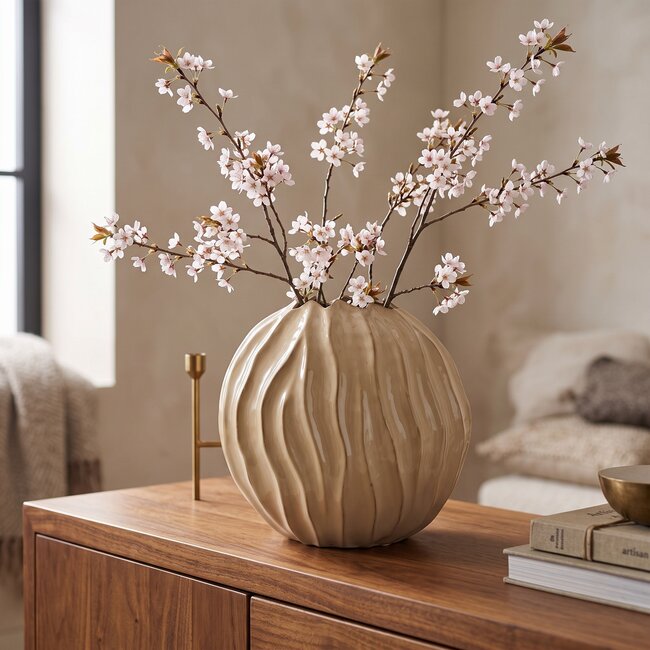 Light en Living Vaas deco 41x20x42 cm PODURI keramiek licht bruin