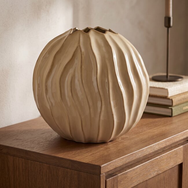 Light en Living Vaas deco 41x20x42 cm PODURI keramiek licht bruin