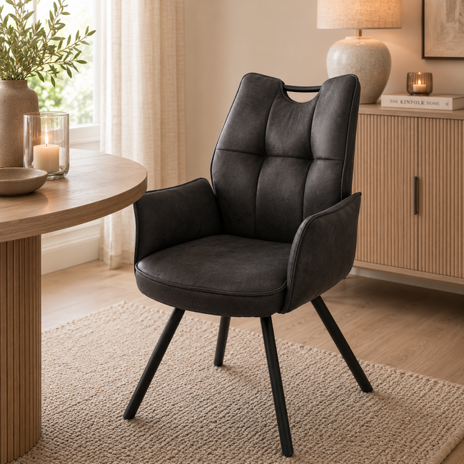 Wildeboer & v/d Weide Eettafelstoel Mabel met arm - stof C-Magnum 66