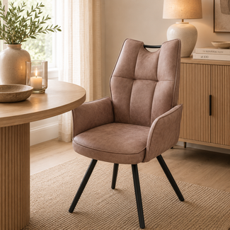 Wildeboer & v/d Weide Eettafelstoel Mabel met arm - stof C-Magnum 10