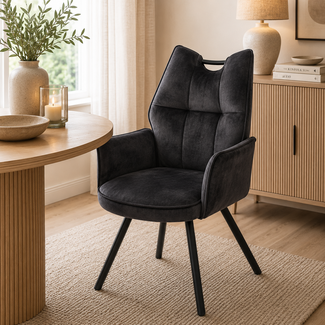 Wildeboer & v/d Weide Eettafelstoel Mabel met arm - stof C-Adore 67