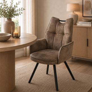 Wildeboer & v/d Weide Eettafelstoel Mabel met arm - stof C-Adore 211