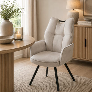 Wildeboer & v/d Weide Eettafelstoel Mabel met arm - stof C-Adore 110