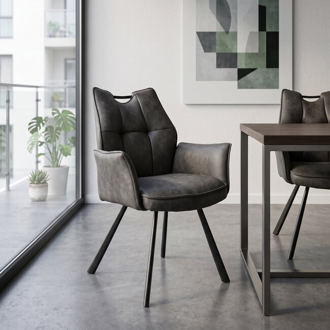 Wildeboer & v/d Weide Eettafelstoel Mabel met arm - stof C-Magnum 66