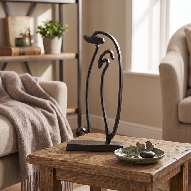 Light en Living Ornament op voet Pinguïn mat zwart - Stijlvol metalen woonaccessoire