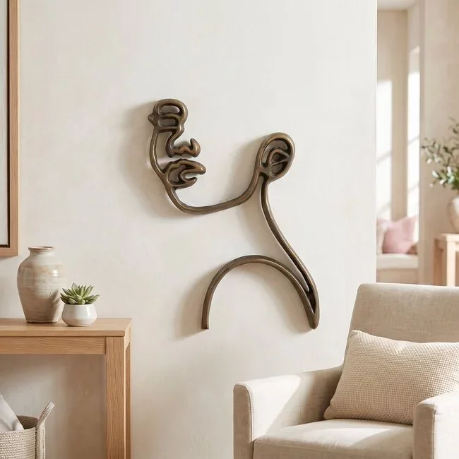 Light en Living Wandornament FACE antiek  brons - 2 afmetingen