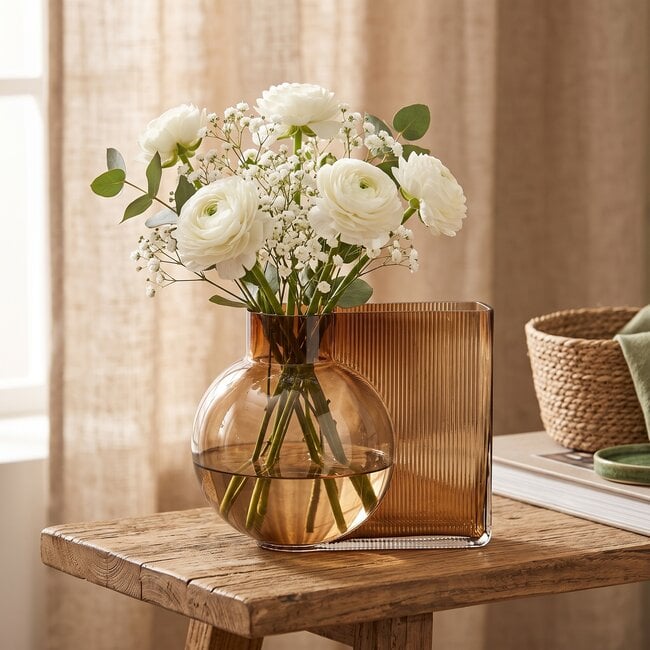 PTMD PTMD Vaas Nira Bruin - Decoratieve Glasvaas - Groot