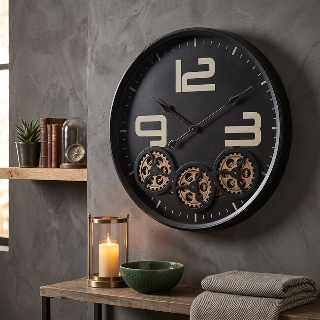 Thomas Kent Thomas Kent Klok Dorset Zwart Ø 60 cm - Industriële Wandklok